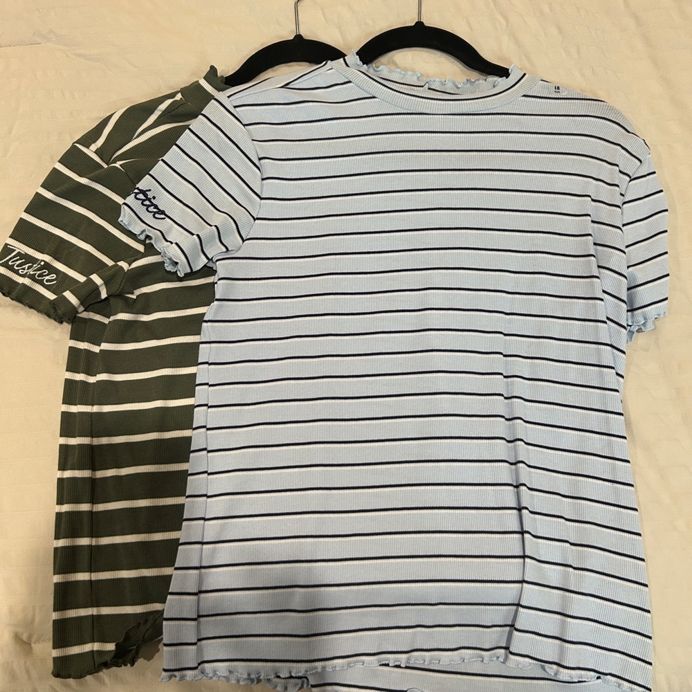 JUSTICE!! Striped tees size 18/20